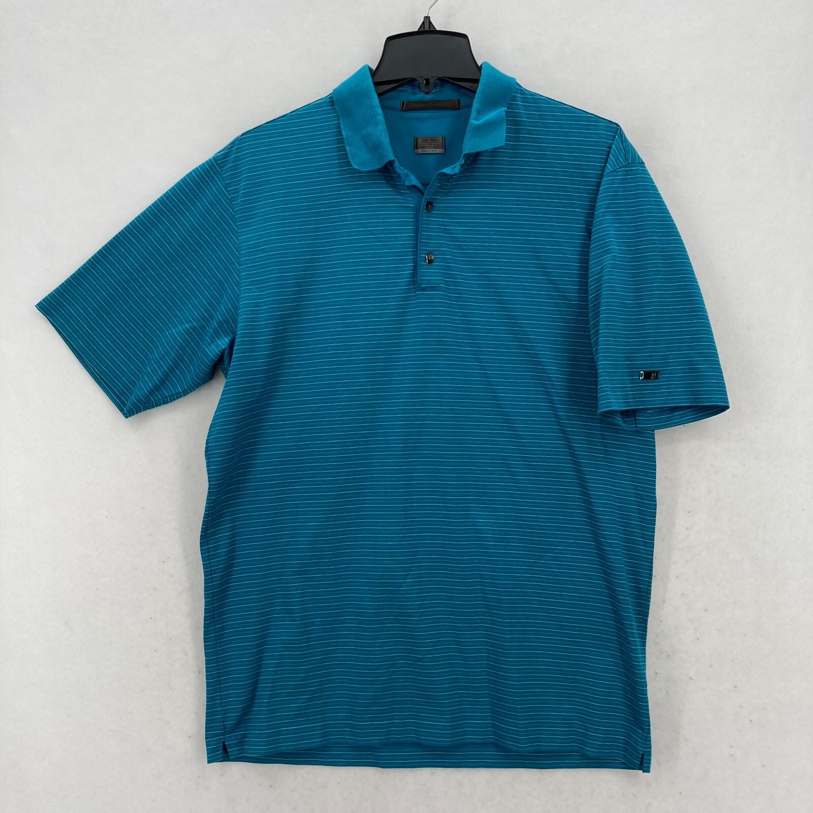 Vintage Nike Tiger Woods Collection Golf Polo Shirt Mens Medium Blue Dri-Fit